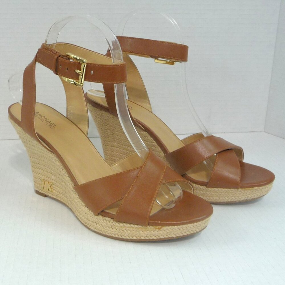 MICHAEL KORS LEATHER ESPADRILLE WEDGE 8.5 - Picture 3 of 14